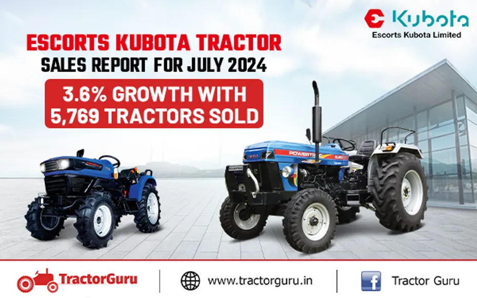 Escorts Kubota July 2024 Sales Report : 3.6% Growth with 5769 Tractors Sold