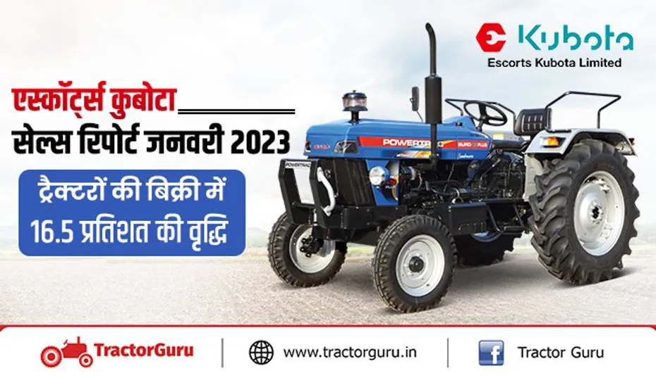 एस्कॉर्ट्स कुबोटा सेल्स रिपोर्ट जनवरी 2023 : ट्रैक्टरों की बिक्री में 16.5 प्रतिशत की वृद्धि