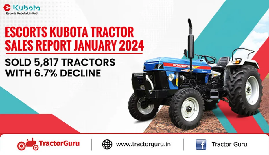 ESCORTS KUBOTA TRACTOR SALES REPORT JANUARY 2024 - SOLD 5,817 TRACTORS WITH 6.7% DECLINE