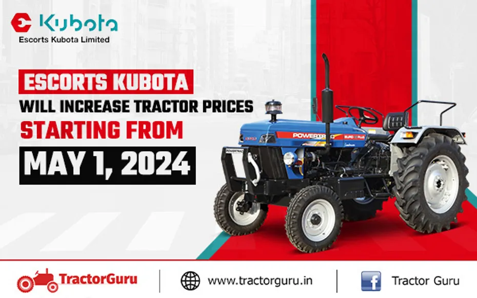 Escorts Kubota Tractor Announces Price Increase Starting from 1 May 2024