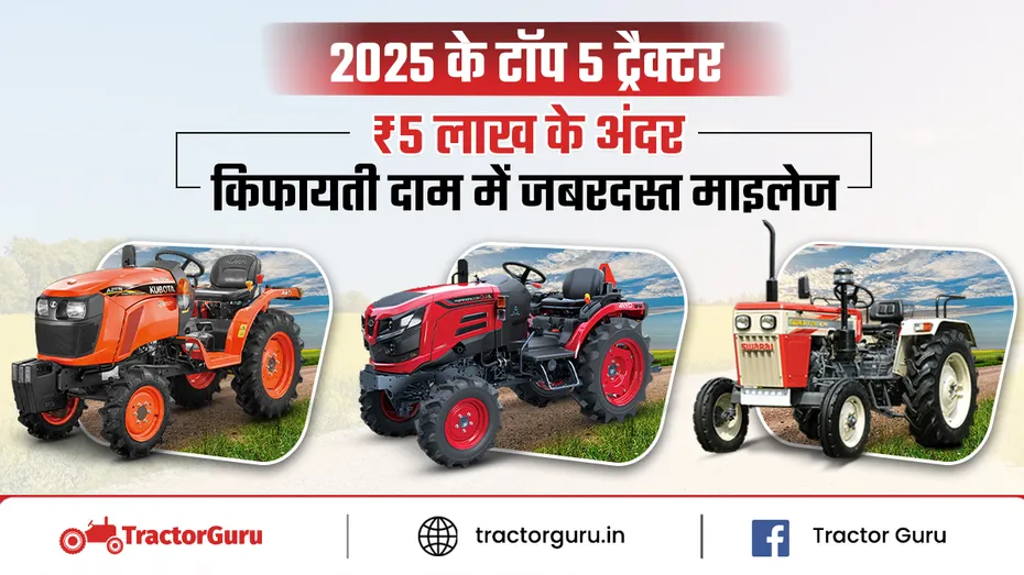 2025 के टॉप 5 ट्रैक्टर ₹5 लाख के अंदर: किफायती दाम में जबरदस्त माइलेज